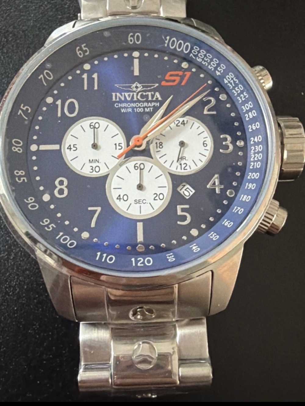Invicta Blue Dial Chronograph with Orange Accents